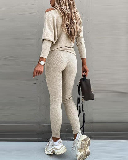 2025 FW ChicMe Women's 2 Piece Lounge Outfit Long Sleeve Pullover Tops Drawstring High Waisted Pants Set Tracksuit Round Neck Pre-Fall Sweatpants Sets - Seldom Seen Styles