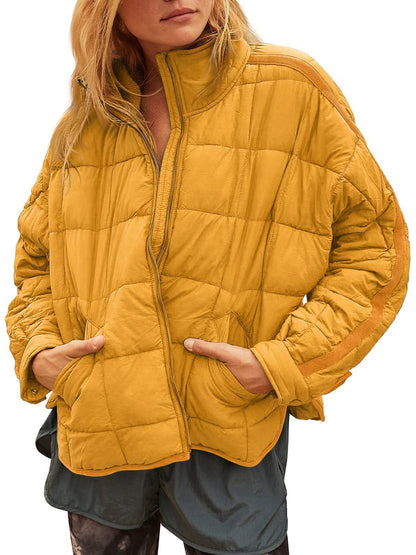 Womens Quilted Puffer Jackets Lightweight Zipper Short Padded Coat With Pockets - Seldom Seen Styles