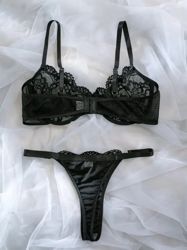 Deep In Love Lace 2 Piece Set - Black - Seldom Seen Styles
