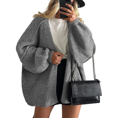 Women's Oversized Cardigan Sweater Fall Long Lantern Sleeve Knit Open Front Lightweight Sweater Knitwear Tops - Seldom Seen Styles