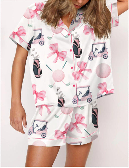 Moon Princess Sailor Guardians Wand Satin Pajama Set For Women Print Comfy Satin Sleepwear & Loungewear Pjs Printing Silky Top & Bottoms - SHESHOW