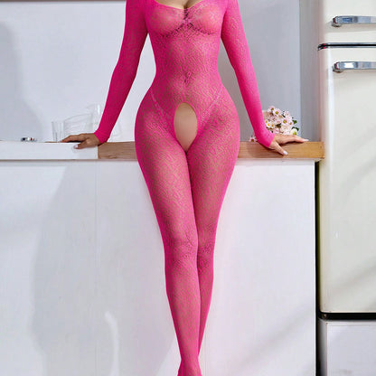 Sexy Lingerie Long Sleeve Bodysuit Fishnet Stockings Crotchless See-through SH050 - Seldom Seen Styles