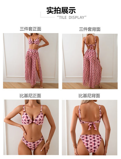 Swimsuit for Women2024New Style European and American Bikini Long Pants Three-Piece Swimsuit