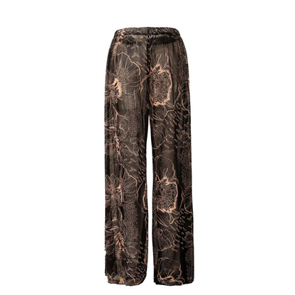 Womens Elastic High Waisted Palazzo Pants Casual Wide Leg Long Lounge Pant Trousers with Pocket - Seldom Seen Styles