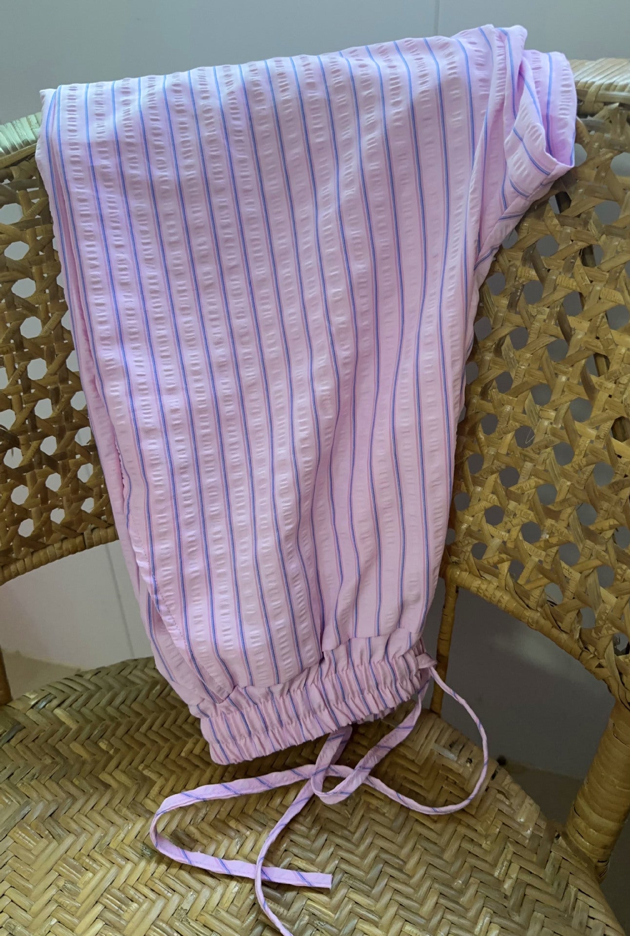 Women's Casual Striped Wide Leg Pants Drawstring Elastic Waist Dress Palazzo Pants with Pockets - Seldom Seen Styles