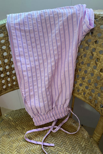 Women's Casual Striped Wide Leg Pants Drawstring Elastic Waist Dress Palazzo Pants with Pockets - Seldom Seen Styles