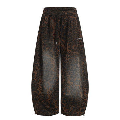 Leopard Print Adjustable Hem Barrel Pants