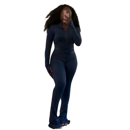 Women Clothes Two Piece Flared Pants Tracksuits Set Casual Gym Active Wear 2 Piece Matching