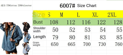 Womenswear Denim Pullover Casual Comfort Button V Neck Blouse Loose Fit Tops Longsleeves Jean Jacket With Pocket - Seldom Seen Styles