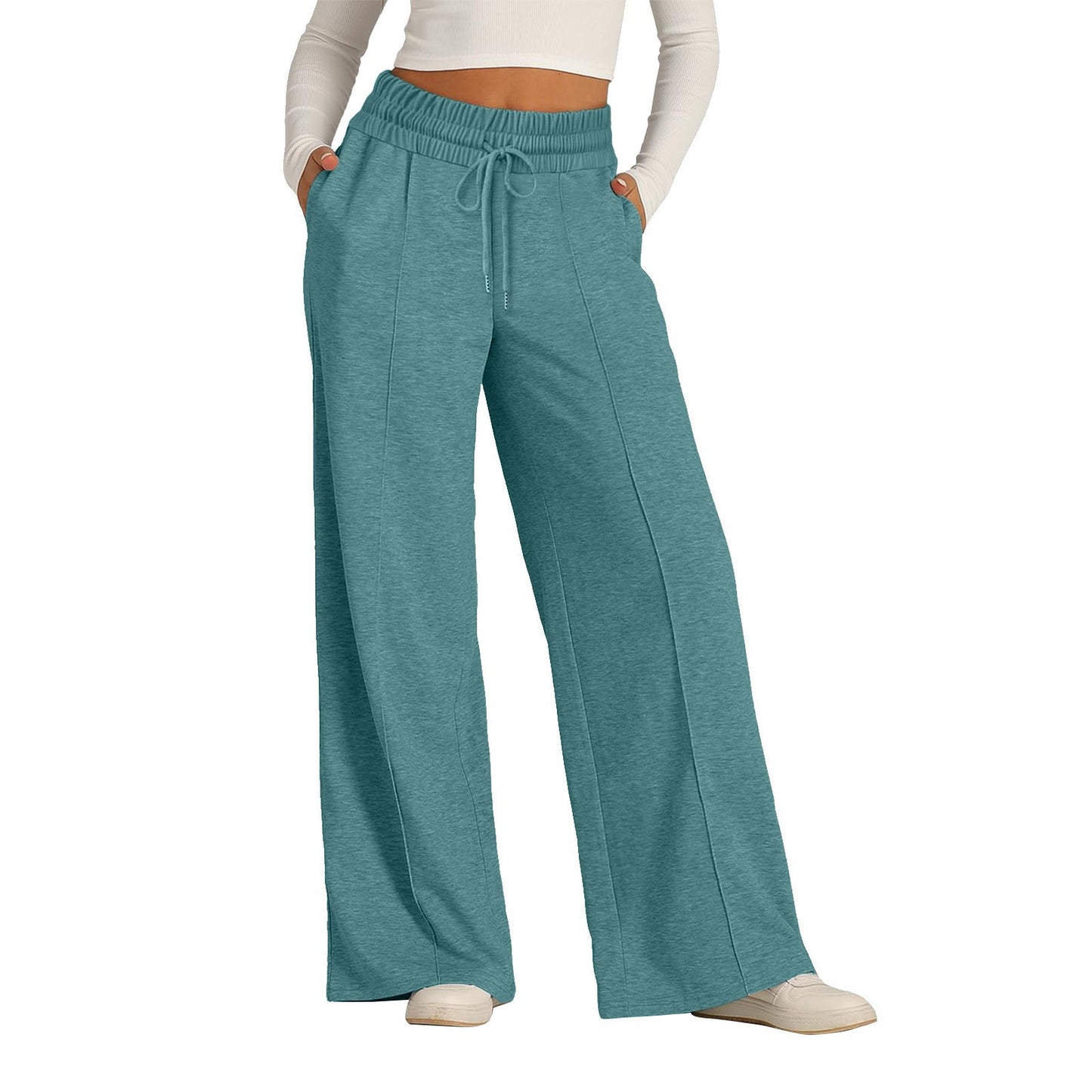 Women's Wide Leg Sweatpants Casual Loose Solid Color Pants Comfy Lounge Joggers Baggy Sweatpants Pockets - Seldom Seen Styles