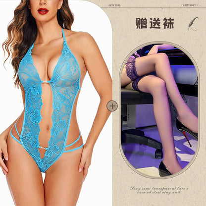 Sexy Lingerie Amazon Foreign Trade Source See-through Backless Shaping Lace-up Lace