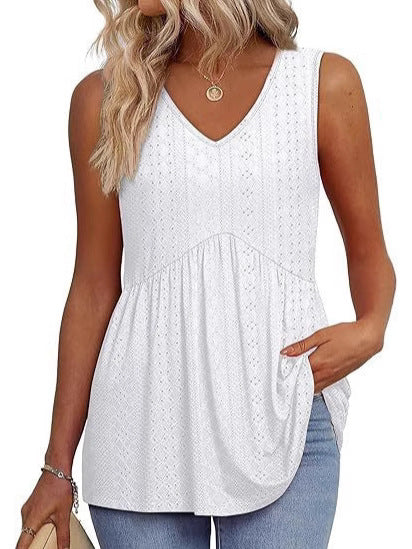 Womens Tank Tops 2025 Flowy Peplum Tops for Women Dressy Sleeveless V Neck Babydoll Tank Tops - Seldom Seen Styles