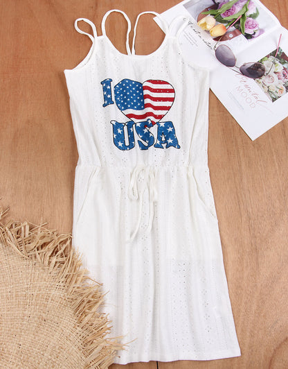 Explore More Collection -summer tank dresses  Eyelet Scoop Neck Sleeveless Dress