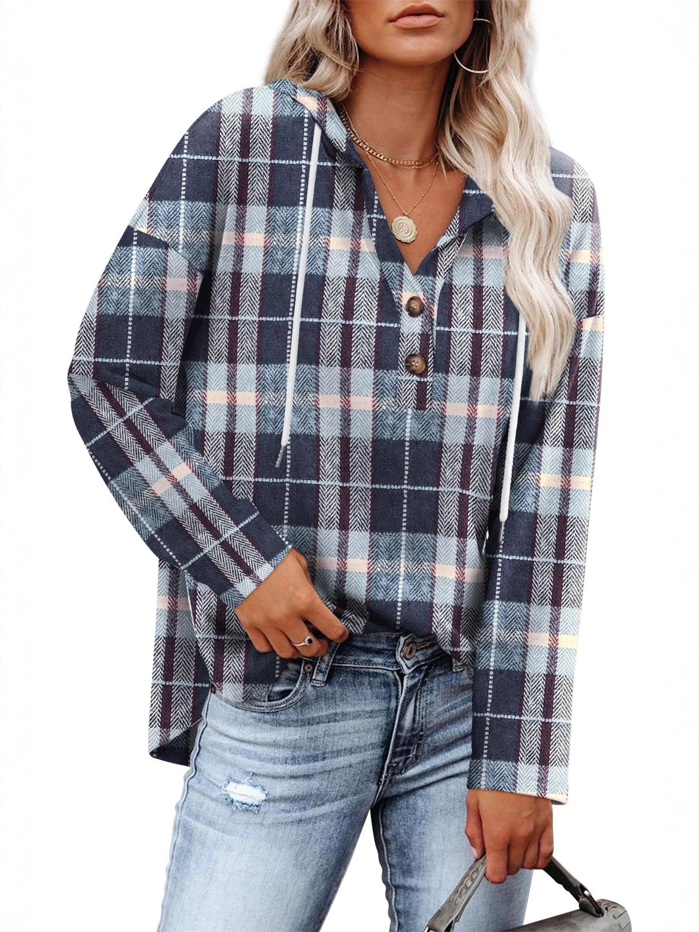 Womens Tops V Neck Button Sweatshirt for Women Pullover Long Sleeve Shirts Fall Outfits 2025 Loose Fit - Seldom Seen Styles