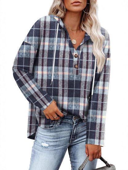 Womens Tops V Neck Button Sweatshirt for Women Pullover Long Sleeve Shirts Fall Outfits 2025 Loose Fit - Seldom Seen Styles