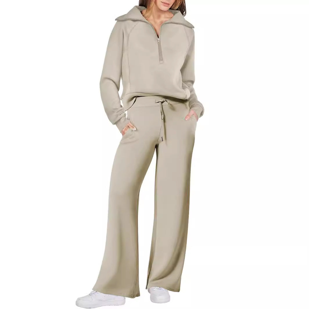 Women 2 Piece Outfits Sweatsuit Oversized Sweatshirt Sweatpants Tracksuit Sweat Lounge Matching Set 2025 Fall Trendy Polyester Womenswear - Seldom Seen Styles