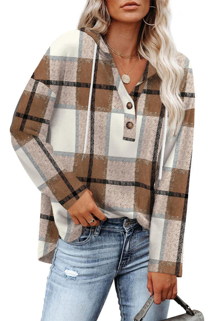 Womens Tops V Neck Button Sweatshirt for Women Pullover Long Sleeve Shirts Fall Outfits 2025 Loose Fit - Seldom Seen Styles