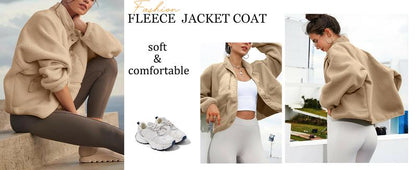 Women's Fuzzy Sherpa Fleece Jacket Winter Spring Coat Warm Button-Down Nurse Outfit for Fall & Daily Wear - Seldom Seen Styles