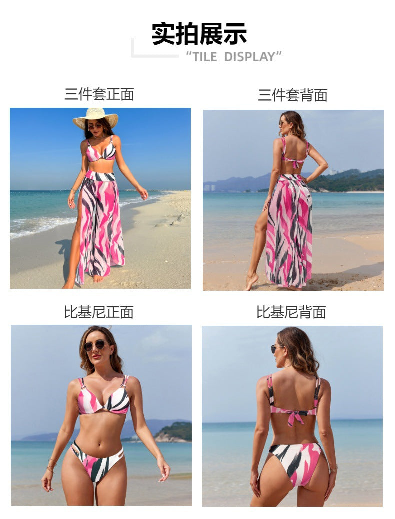 Swimsuit for Women2024New Style European and American Bikini Long Pants Three-Piece Swimsuit