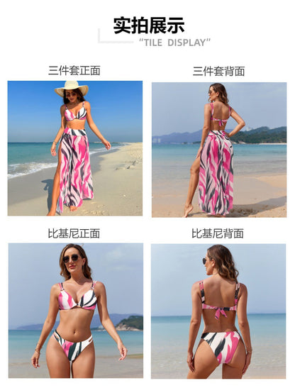 Swimsuit for Women2024New Style European and American Bikini Long Pants Three-Piece Swimsuit
