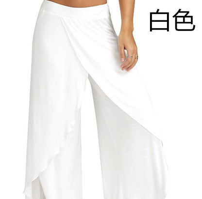 Flowy Split Yoga Pants for Women High Slit Harem Pants Plus Size Wide Leg Lounge Pants Summer Beach Loose Trousers - Seldom Seen Styles