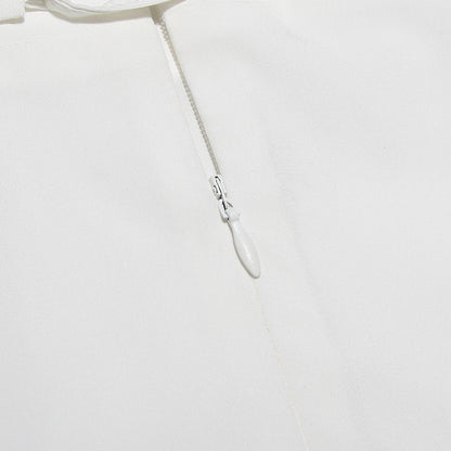 Lace Hem Square Collar Corset Pleated Mini Dress White