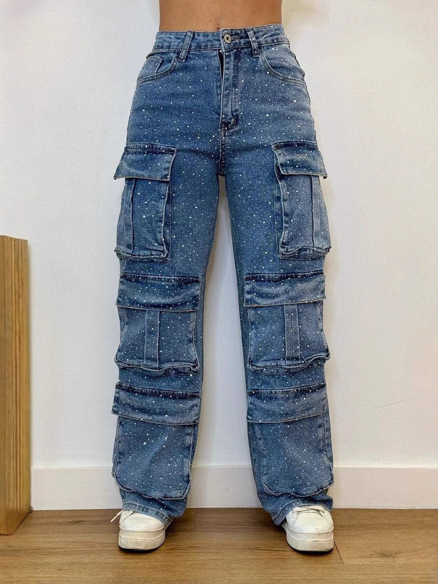 Luxe Sparkle Pocket Cargo Jeans
