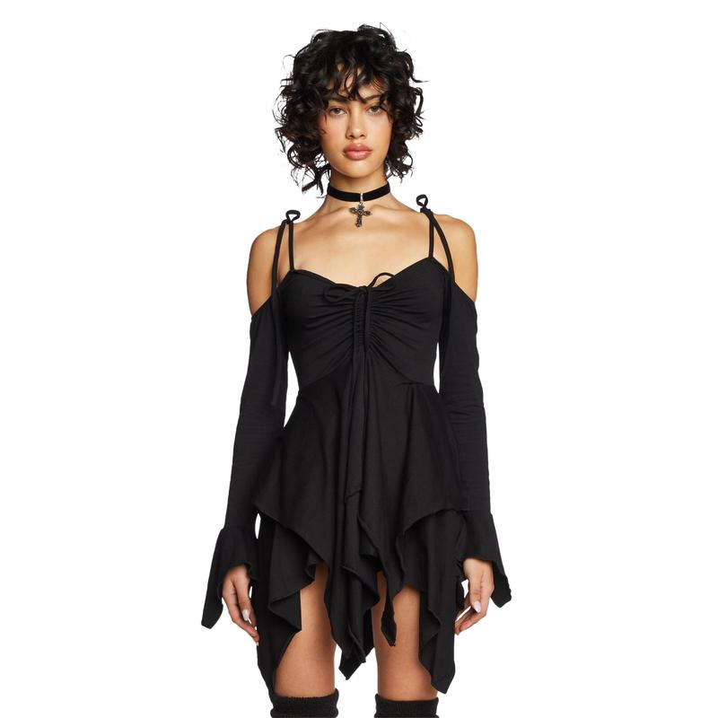 F is For Fairies Handkerchief Dress - Black - Seldom Seen Styles