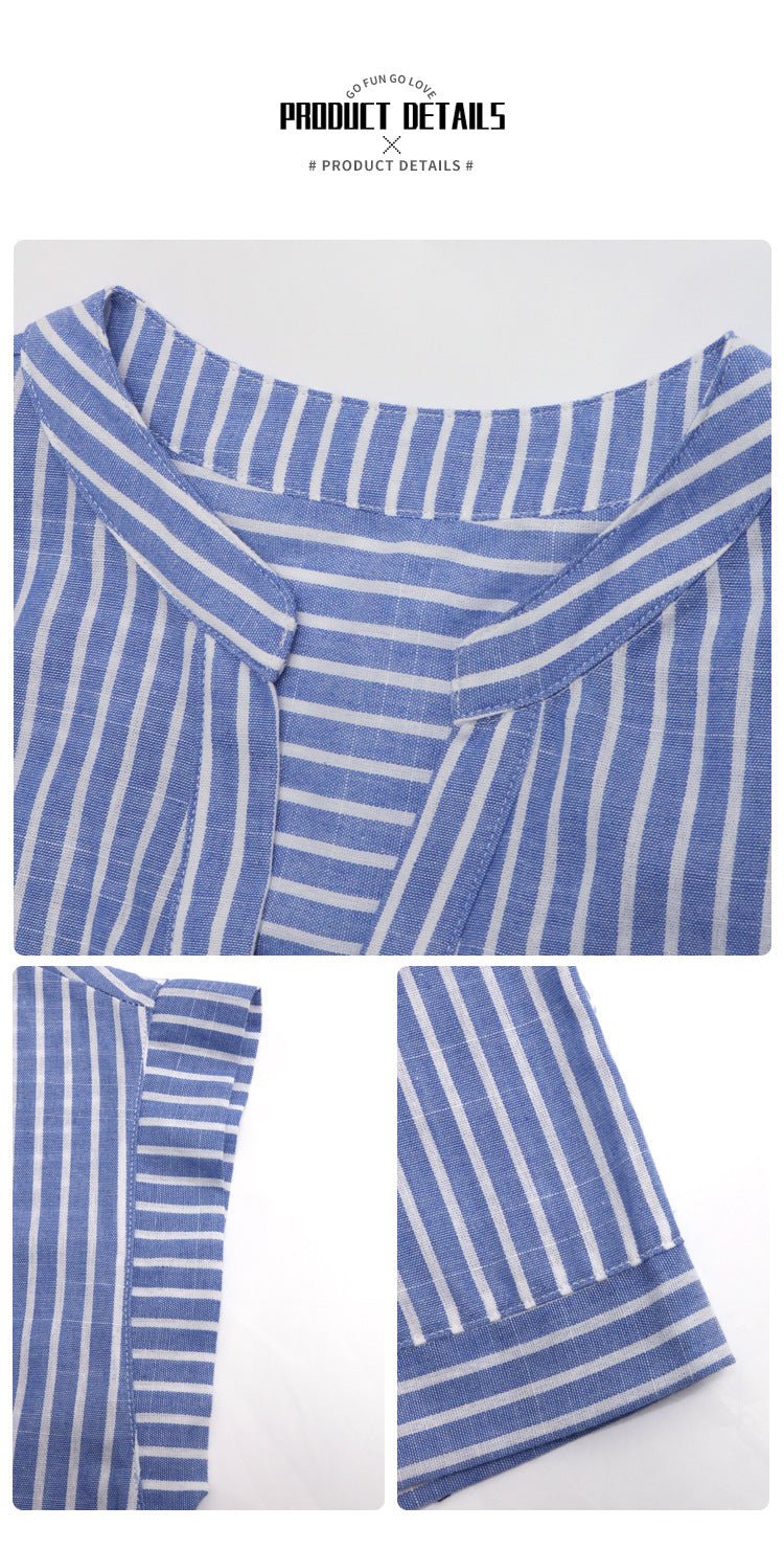 Womens Striped Shorts Romper Dressy Button V Neck Jumpsuits Comfy Business Work Overalls One Piece Jumpsuit w/Pockets