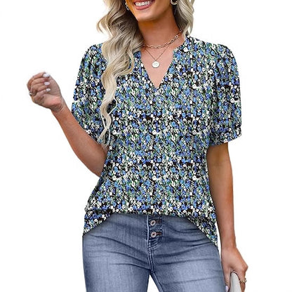 Womens Tops Summer Short Sleeve V Neck Blouses Business Casual Loose Fit Tshirts Trendy Fashion Outfits - Seldom Seen Styles
