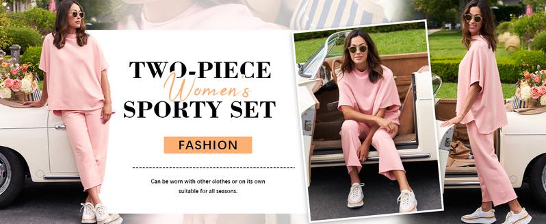 Songling Women Casual Two Piece Outfits 3/4 Batwing Sleeve Capelet CrewNeck Pullover Top Wide Leg Pants Lounge Sets Sweatsuit - Seldom Seen Styles