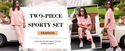 Songling Women Casual Two Piece Outfits 3/4 Batwing Sleeve Capelet CrewNeck Pullover Top Wide Leg Pants Lounge Sets Sweatsuit - Seldom Seen Styles