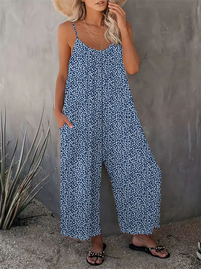 2025 Summer New Women's Casual Ladies' Strap Jumpsuit Pants New Printed Sleeveless Romper for Women