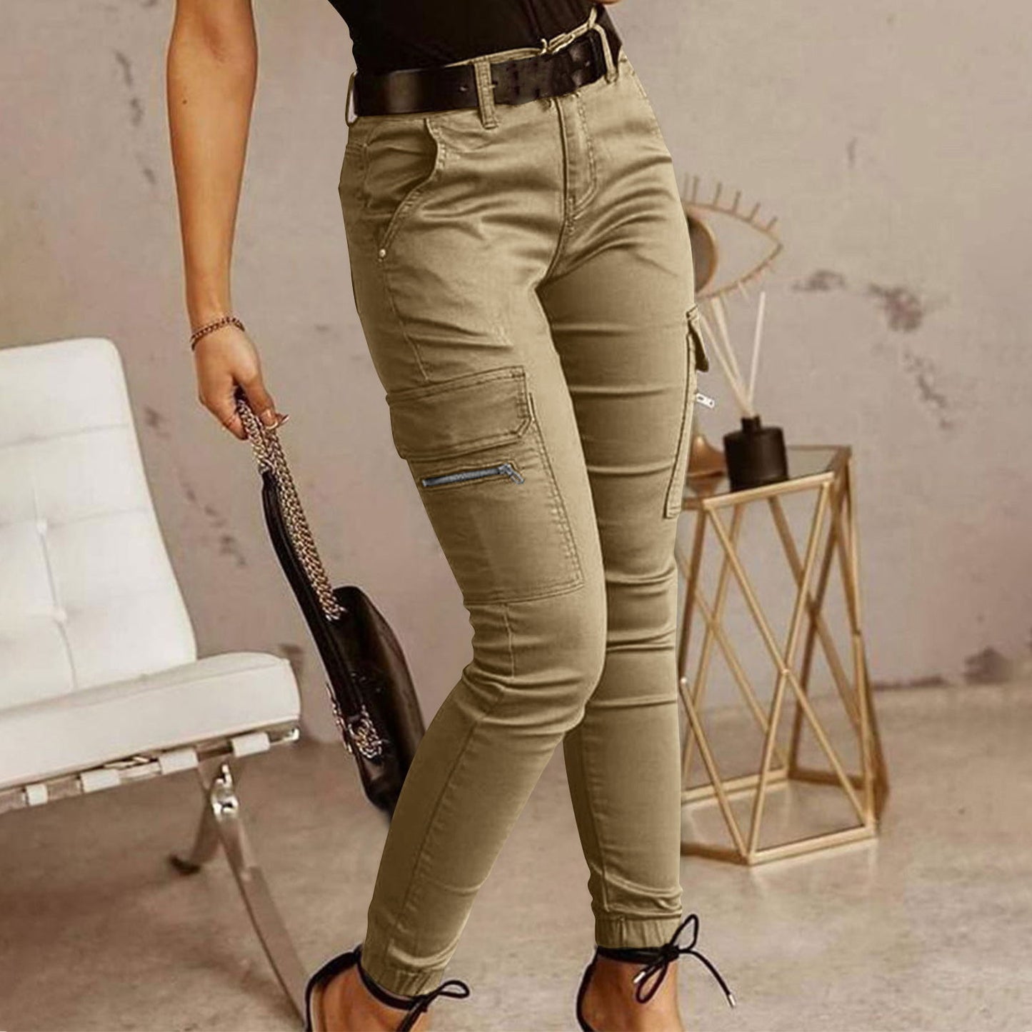 Women's Stretchy Tactical Cargo Pants High Waisted Casual Joggers Plus Size Skinny Trousers Cargo Pants with 6 Pockets - Seldom Seen Styles