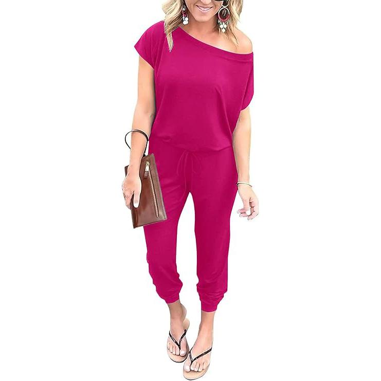 Women's Jumpsuit Plus Size S-XXXL Off-Shoulder Elastic Waist Stretchy Loose Minimalist Comfy Clothes Casual Outdoor Lightweight Romper - Fabric - Womenswear - Seldom Seen Styles