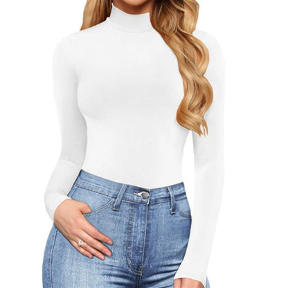 Women's Sexy Square Neck Bodysuit Long Sleeve Double Lined Shirt Tops