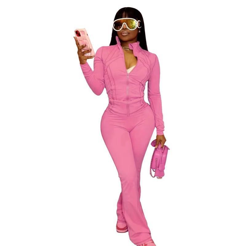 Women Clothes Two Piece Flared Pants Tracksuits Set Casual Gym Active Wear 2 Piece Matching - Seldom Seen Styles