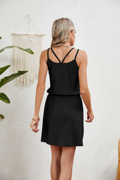 Explore More Collection -summer tank dresses  Eyelet Scoop Neck Sleeveless Dress