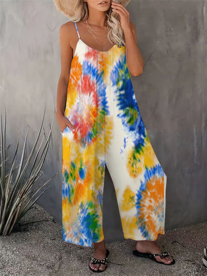 2025 Summer New Women's Casual Ladies' Strap Jumpsuit Pants New Printed Sleeveless Romper for Women