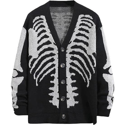 Women's Skeleton Print Drop Shoulder Cardigan, Casual Halloween Long Sleeve Open Front Knitwear for-Fall & Winter, Women's Clothing for Daily Wear, Cardigans for Women, Cardigans - Seldom Seen Styles