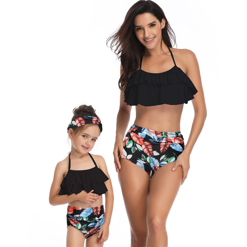 Women Two Piece Swimsuits High Waisted Bikini Teen Ruffle Tummy Control Bottoms Halter Bathing Suits