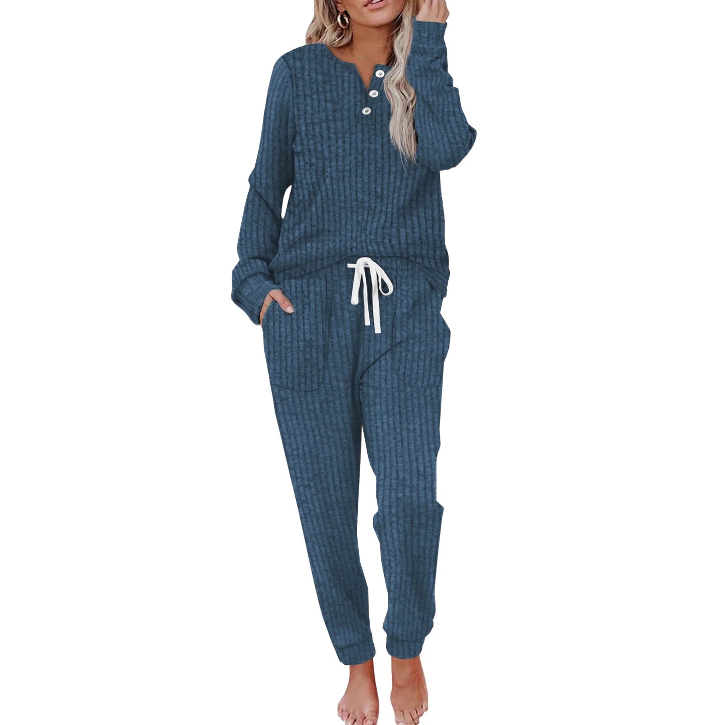 Two Piece Outfits for Women Lounge Sets Button Down Sweatshirt Sweatpants Sweatsuits Set with Pockets - Seldom Seen Styles
