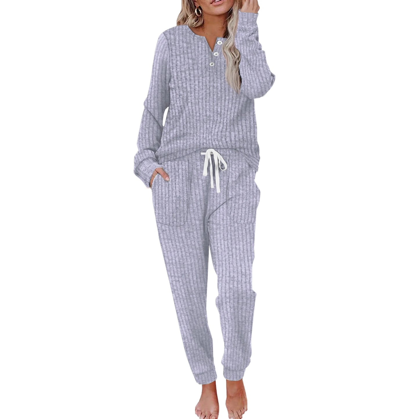 Two Piece Outfits for Women Lounge Sets Button Down Sweatshirt Sweatpants Sweatsuits Set with Pockets - Seldom Seen Styles