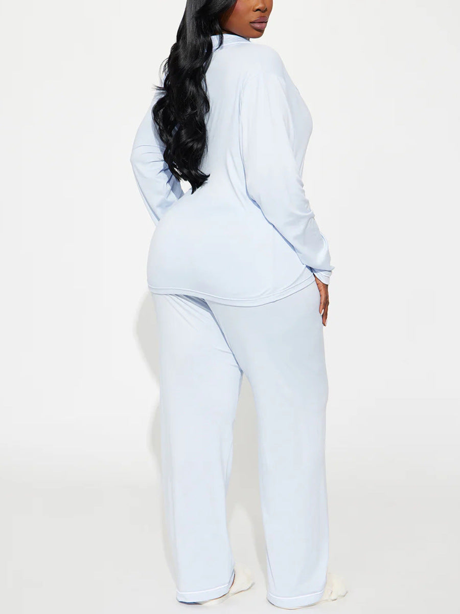 Modal Pajama Set, Long Sleeve Button Down Shirt and Pajama Pants, Sleepwear for Women - Seldom Seen Styles