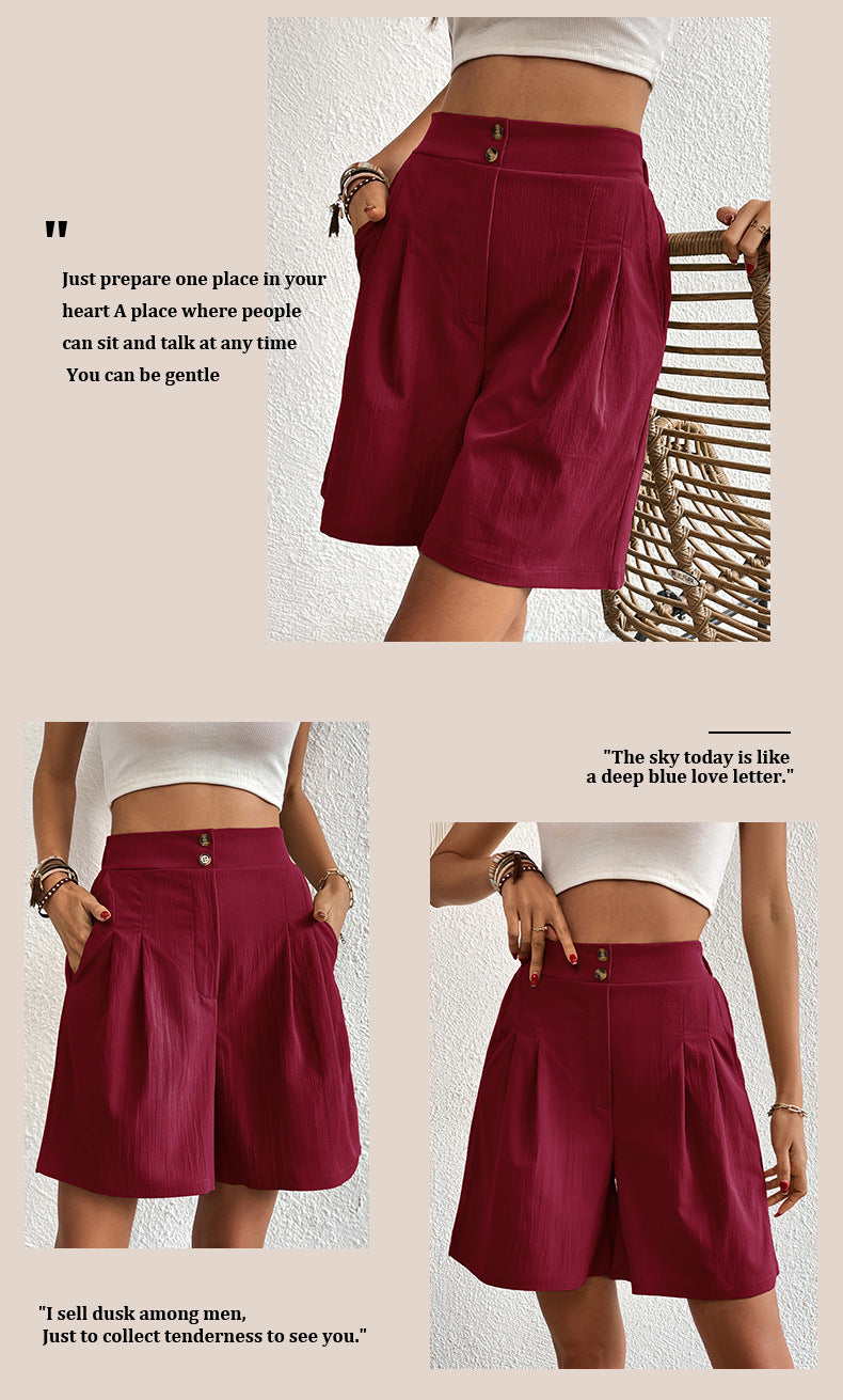Womens Shorts Dressy Casual 2025 Trendy Summer Elastic High Waisted Pleated Side Slit Business Work Shorts Pockets