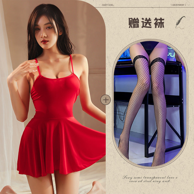 Sexy Nightdress Pure Desire Strap Sexy Sheer Plus Size Nightgown Cute Women's Backless Temptation Uniform