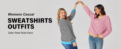 【Up To 3XL】Fisace Christmas Womenswear Striped Oversized Sweatshirt Color Block Crew Neck Long Sleeve Shirt Casual Loose Pullover Top Y2K Clothes back to school