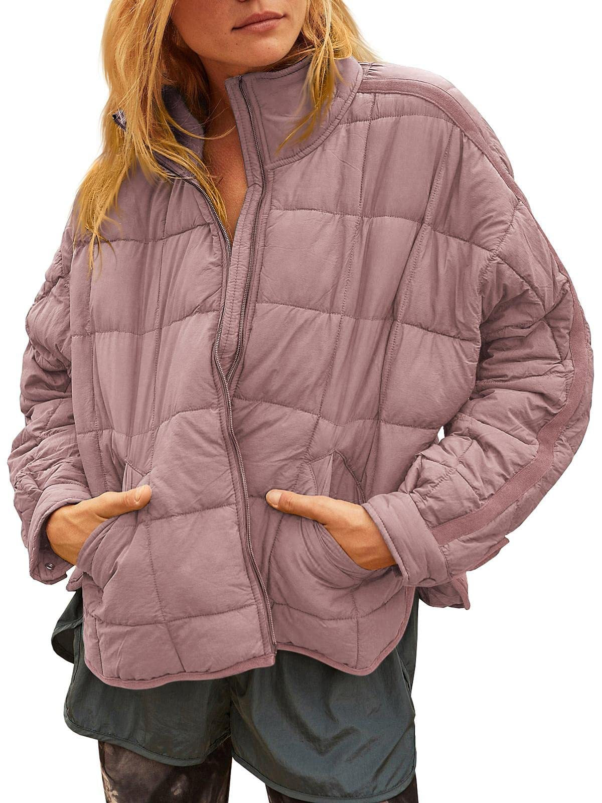 Womens Quilted Puffer Jackets Lightweight Zipper Short Padded Coat With Pockets - Seldom Seen Styles