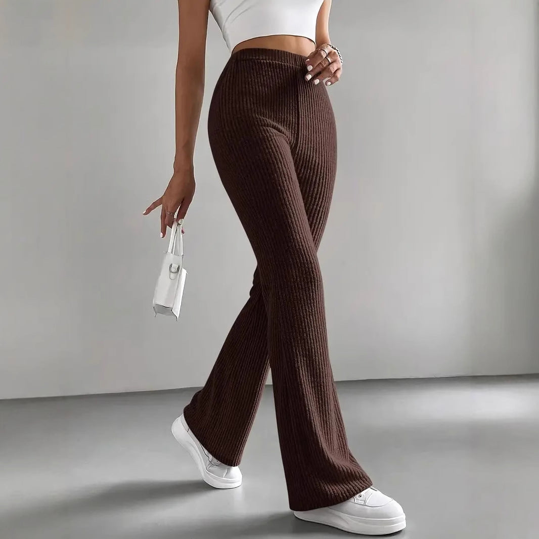 Women's Solid Color Casual Rib Knit All-Match Slim Pants - Seldom Seen Styles