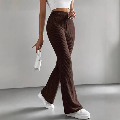 Women's Solid Color Casual Rib Knit All-Match Slim Pants - Seldom Seen Styles